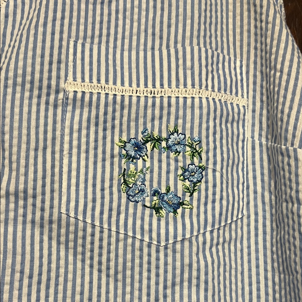 Cabernet Light Blue & White Striped Sleeveless Pajama Set - Picture 2 of 10